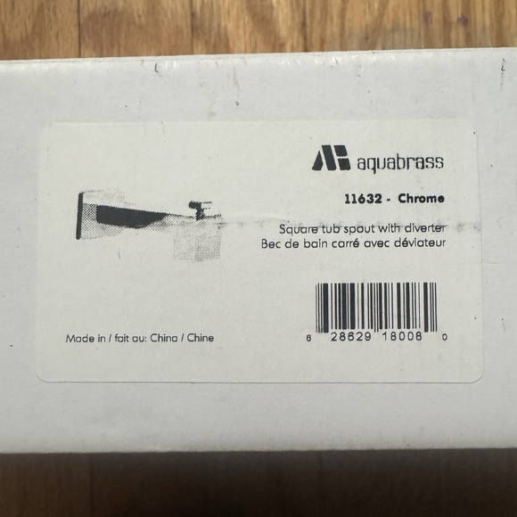 NEW Aquabrass 11632 - Chrome Square tub Spout with Diverter. - Picture 7 of 8